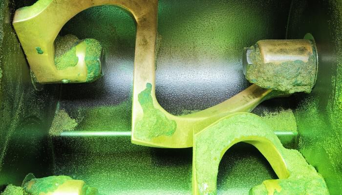 Powder in a mixing drum