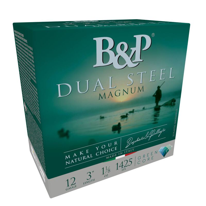 Dual Steel, 12 Gauge, 2 and 3 Shot, 3 in, 1 1/8 oz, 1425 fps