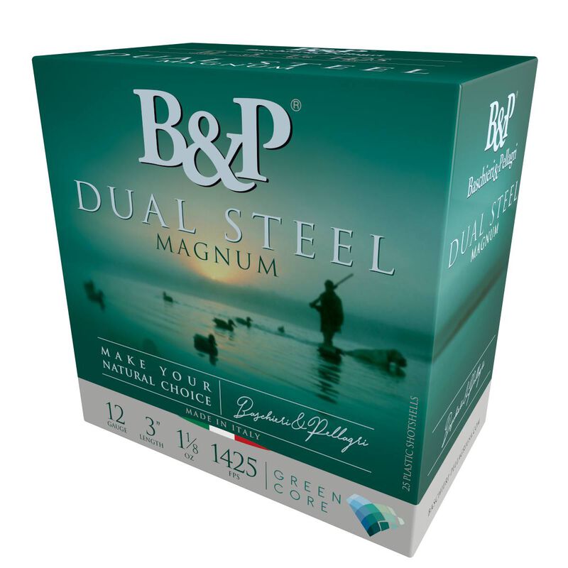 Dual Steel, 12 Gauge, 2 and 3 Shot, 3 in, 1 1/8 oz, 1425 fps